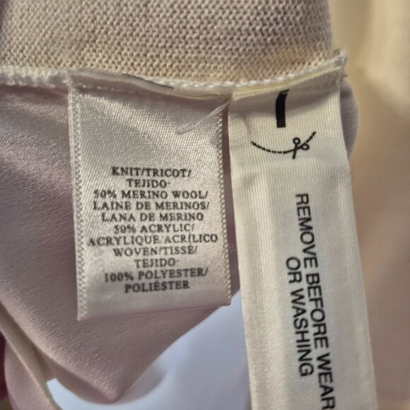 NWT Ann Taylor Cream Fine Knit Merino Wool Blend Dressy Top Size Large - Picture 6 of 6